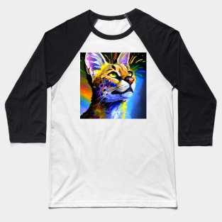 Savannah Cat Rainbow Painting Baseball T-Shirt